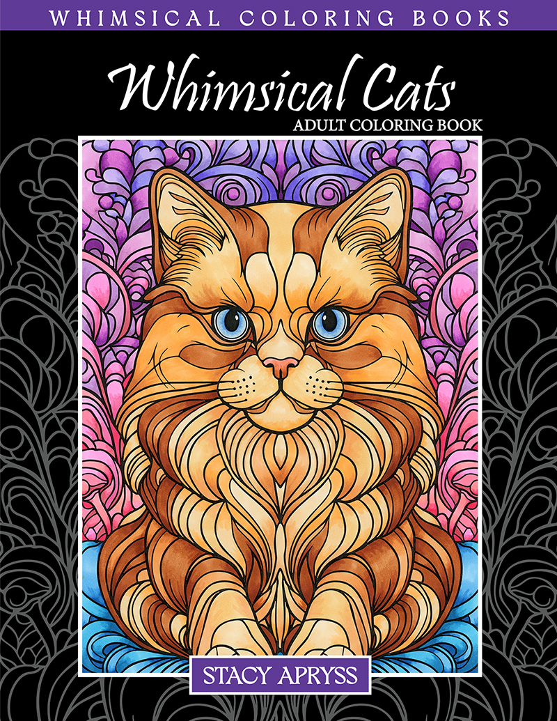 Whimsical Cats Adult Coloring Book